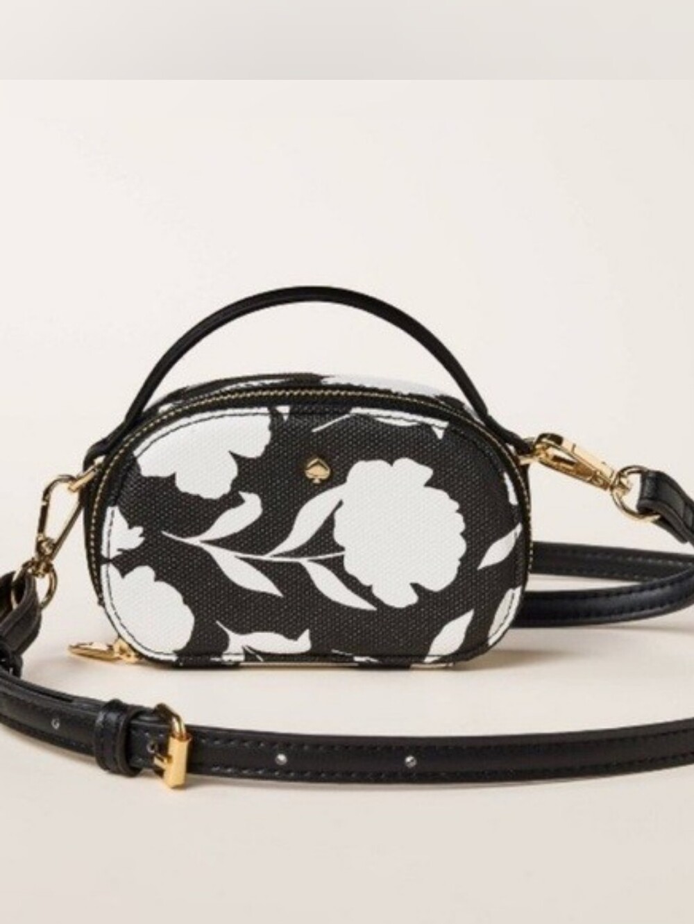 Kate Spade x Target Black And White Floral Leather Mini Crossbody NWOT